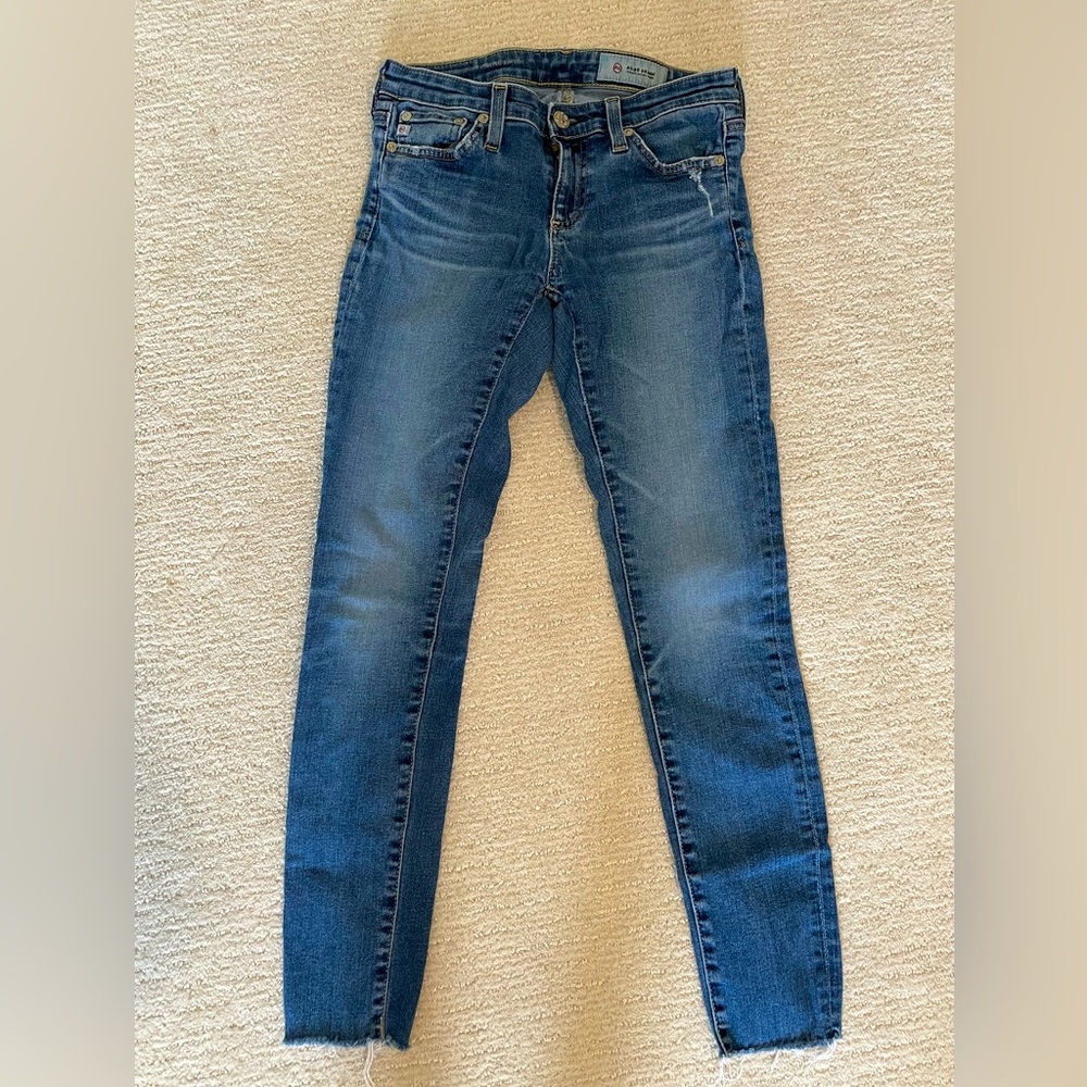 AG Adriano Goldschmied The Legging Raw Hem Ankle Skinny Jeans, size 24R
